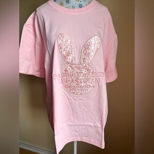 Oversized Pink Bunny Graphic T-Shirt